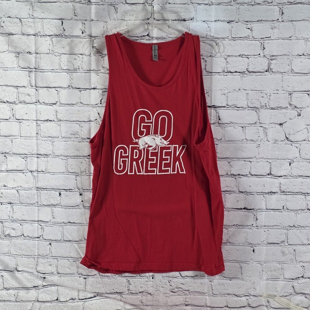 Arkansas Razorbacks Men's XL Red Greek Tank Top